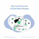 Graphic of a cell phone with a lady talking out of a mega phone. The graphic title says 'Why you should hire a social media manger"